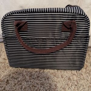 Striped Black and White Cooler Lunch Bag
